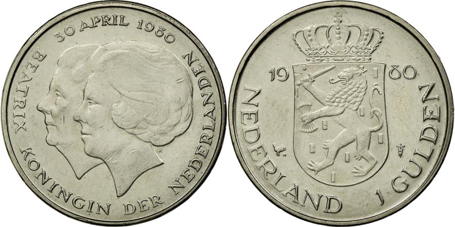 Coin, Netherlands, Beatrix, Investiture of New Queen, Gulden, 1980,