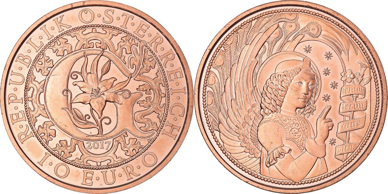 Austria, 10 Euro, 2017, Vienna, L'ange Gabriel cuivre, , Copper
