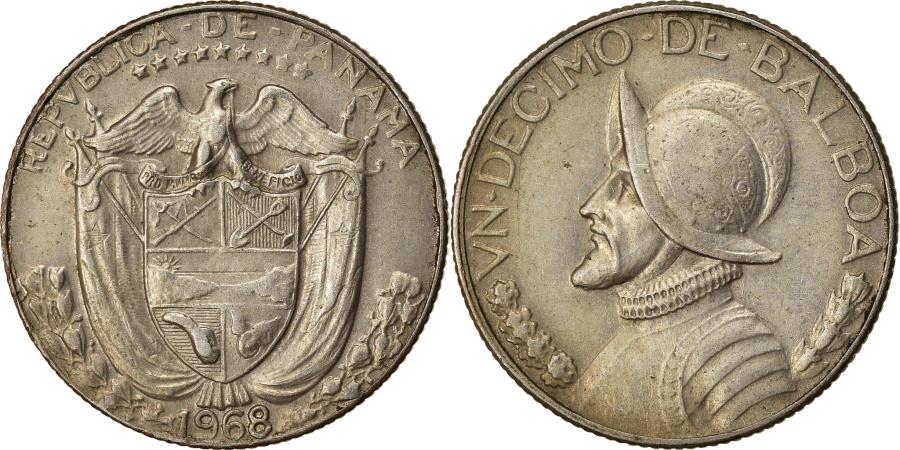 mbc #765250 copper-nickel coated c coin panama 1/10 Balboa 1968 
