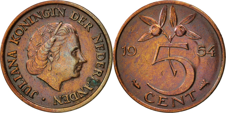 World Coins - Netherlands, Juliana, 5 Cents, 1954, , Bronze, KM:181