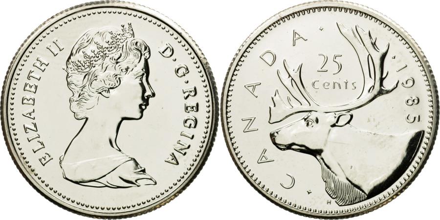 Coin Canada Elizabeth Ii 25 Cents 1985 Royal Canadian Mint Ottawa