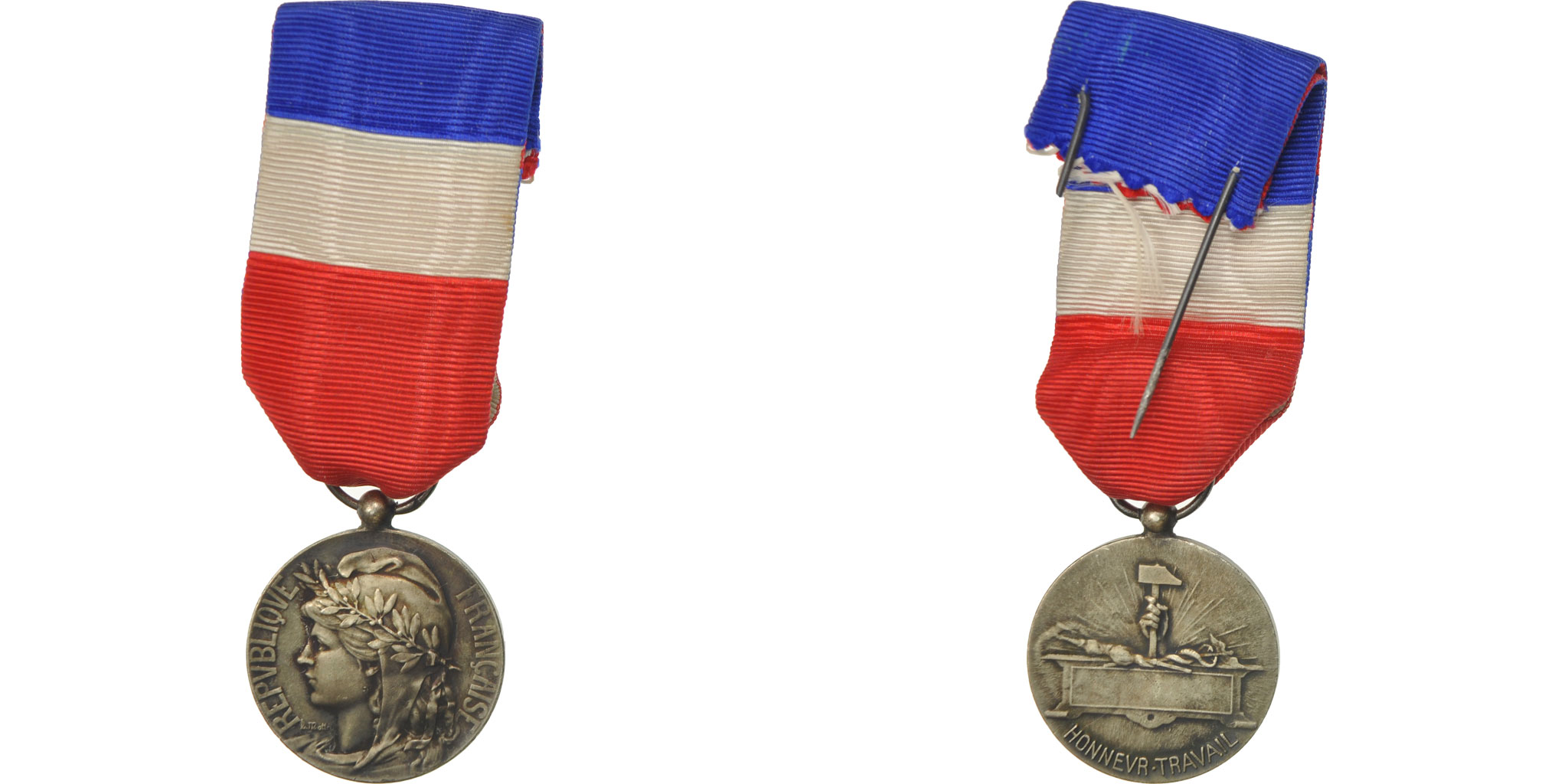 HONNEUR TRAVAIL 労働勲章　メダル　銀　フランス France, Honneur-Travail, République Française, Medal, Very Good