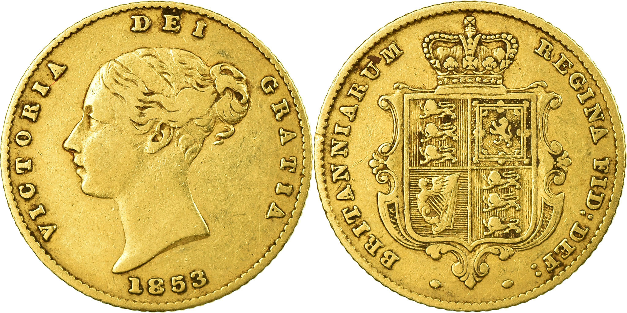 Coin, Great Britain, Victoria, 1/2 Sovereign, 1853, London, , Gold