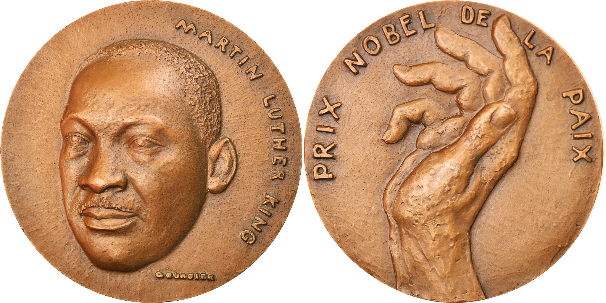 France, Medal, Martin Luther King, Prix nobel de la Paix, 1969, Courbier