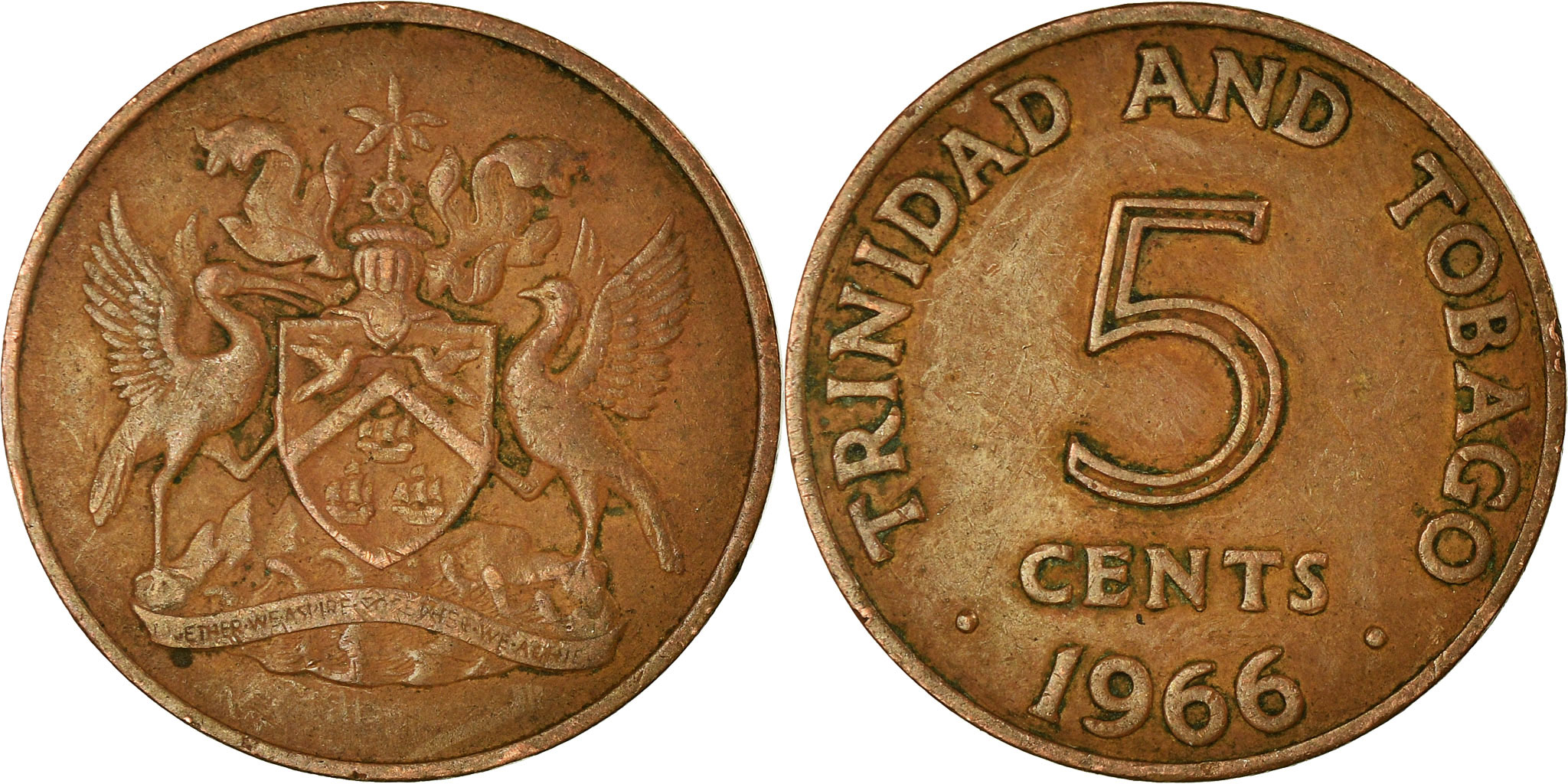 Coin, TRINIDAD & TOBAGO, 5 Cents, 1966, Franklin Mint, , Bronze, KM:2