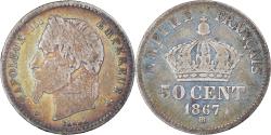 World Coins - Coin, France, Napoleon III, 50 Centimes, 1867, Strasbourg, , Silver