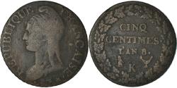 World Coins - Coin, France, Dupré, 5 Centimes, AN 8, Bordeaux, , Bronze, KM:640.8