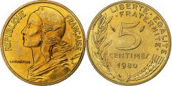 World Coins - France, 5 Centimes, Marianne, 1980, Paris, série FDC, Aluminum-Bronze