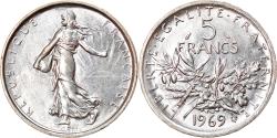 World Coins - Coin, France, Semeuse, 5 Francs, 1969, Paris, , Silver, KM:926