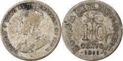 World Coins - Ceylon, George V, 10 Cents, 1911, London, Silver,