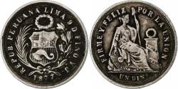 World Coins - Peru, Dinero, 1877, Lima, Silver,