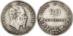 World Coins - Coin, Italy, Vittorio Emanuele II, 20 Centesimi, 1863, Milan, , Silver