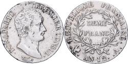 World Coins - France, Bonaparte Premier Consul, 1/2 Franc, An 12 (1804), Paris, Silver