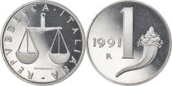 World Coins - Coin, Italy, Lira, 1991, Rome, Proof, , Aluminum, KM:91