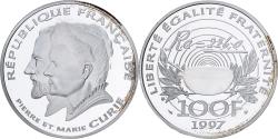 World Coins - France, 100 Francs, Pierre and Marie Curie, 1997, Paris, BE, Silver,