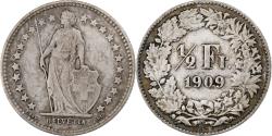 World Coins - Switzerland, 1/2 Franc, 1909, Bern, Silver, , KM:23