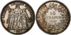 World Coins - France, 10 Francs, Hercule, 1967, Paris, error clipped planchet, Silver