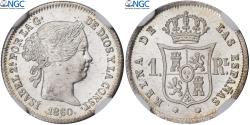 World Coins - Spain, Isabel II, 1 Réal, 1860, Madrid, Silver, NGC,