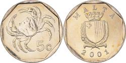 World Coins - Coin, Malta, 5 Cents, 2001, , Nickel