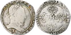 World Coins - France, Henri III, 1/2 Franc au col plat, 1578, Nantes, Silver,