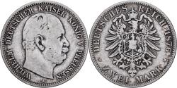 World Coins - German States, PRUSSIA, Wilhelm I, 2 Mark, 1876, Berlin, Silver,