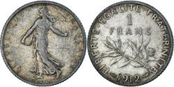 World Coins - France, Semeuse, Franc, 1912, Paris, , Silver, KM:844.1