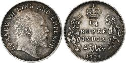 World Coins - INDIA-BRITISH, Edward VII, 1/4 Rupee, 1904, Calcutta, Silver, , KM:506