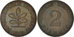 World Coins - Coin, GERMANY - FEDERAL REPUBLIC, 2 Pfennig, 1958, Karlsruhe, , Bronze