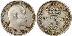 World Coins - Great Britain, Edward VII, 3 Pence, 1910, Silver, , KM:797.2
