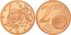 World Coins - France, 2 Euro Cent, 2003, Paris, Proof / BE, , Coppered Steel