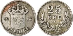 World Coins - Sweden, Gustaf V, 25 Öre, 1914, Silver, , KM:785