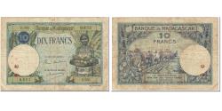 World Coins - Banknote, Madagascar, 10 Francs, 1937, Undated (1937), KM:36, VF(20-25)