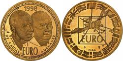 World Coins - France, Medal, 10 Euro, De Gaulle-Adenauer, 1998, Copper Gilt,