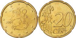 World Coins - Finland, 20 Euro Cent, 2001, Vantaa, , Brass, KM:102
