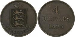 World Coins - Guernsey, 4 Doubles, 1885, Heaton, Bronze, , KM:5