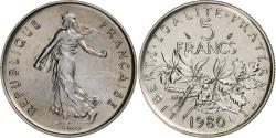 World Coins - France, 5 Francs, Semeuse, 1980, Paris, série FDC, Cupronickel,