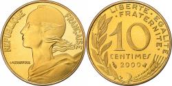 World Coins - France, 10 Centimes, Marianne, 2000, MDP, Proof, Bronze-Aluminium,