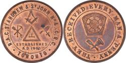World Coins - Canada, Token, Masonic, Toronto, St Andrew et St John N°4, Chapter Penny