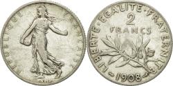 World Coins - Coin, France, Semeuse, 2 Francs, 1908, Paris, , Silver, KM:845.1