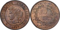 World Coins - France, 5 Centimes, Cérès, 1897, Paris, Torche, Bronze,