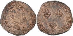 World Coins - France, Henri III, Double Tournois, 1586, La Rochelle, Copper,