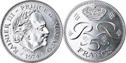 World Coins - Coin, Monaco, 5 Francs, 1974, ESSAI, , Silver, KM:E61, Gadoury:MC 153