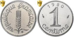 World Coins - France, 1 Centime, Épi, 1980, Paris, série FDC, Stainless Steel, PCGS,