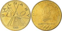 World Coins - France, Medal, XVIème JO d'Albertville, Calgary, 1992, Copper-Nickel Gilt