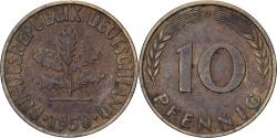 World Coins - Federal Republic of Germany, 10 Pfennig, 1950, Munich, Brass Clad Steel