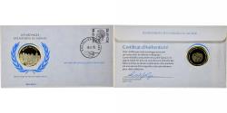 World Coins - Belgium, Medal + stamp, United Nations, 1976, Silver, Proof,