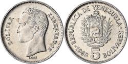 World Coins - Coin, Venezuela, 5 Bolivares, 1989, Werdohl, , Nickel Clad Steel