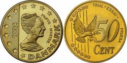 World Coins - Denmark, Margrethe II, 50 Centimes, Fantasy Trial Euro, 2002, Nordic gold