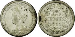 World Coins - Coin, Netherlands, Wilhelmina I, 25 Cents, 1911, , Silver, KM:146