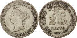World Coins - Coin, Ceylon, Victoria, 25 Cents, 1892, , Silver, KM:95